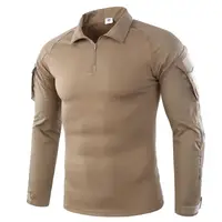 Тактична сорочка Lesko A655 Sand Khaki 2XL вулична бавовняна сорочка з коміром підйомним