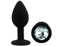 Силіконовий анальний затор EGZO - Silicone Black Round Plug Clear, size S