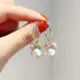 Серьги кольца с жемчужными шариками код 2302