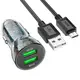 Адаптер автомобильный HOCO Micro USB cable Transparent Discovery Edition dual port Z47 |2USB, QC, 3A|