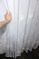 Тюль батист з вишивкою Колір білий з сріблястим і бежевим Код 851т