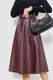 Юбка свободного кроя из экокожи, цвет бордовый, 186R5209