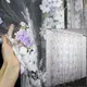 Тюль (3х2,5м.) органза с крупным цветочным принтом. Цвет белый с сиреневым и коричневым. Код 372т 40-655