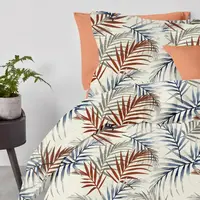 Двоспальна постіль з простирадлом на резинці BEIGE FOLIAGE