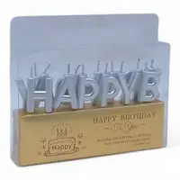 Свічки для торта "Напис-Happy Birthday" срібло (30965)