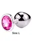 Металлическая анальная втулка Silver pink crystal, размер L