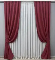 Комплект штор (2шт. 1,5х2,95м.) мікровелюр, колекція "Petek YL". Колір бордовий. Код 1712ш 33-0608