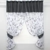 Кухонный комплект, (270х170см.) шторки с ламбрекеном. Цвет белый с графитовым и сине-черным. Код 084к 52-0342