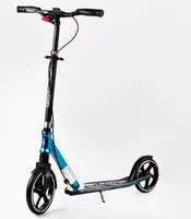 Двухколесный складной самокат Best Scooter, фонарик, амортизатор. Black and blue (113198)