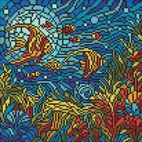Алмазная мозаика - "Витраж. Морской мир" ©art_selena_ua, 30х30см