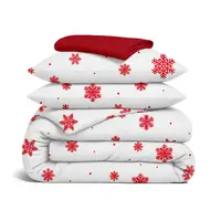 Семейный комплект фланель с простыней на резинке SNOWFLAKES BERRY CS4