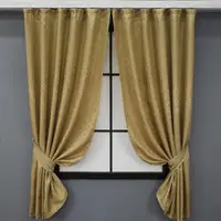 Комплект (2шт. 1,3х1,7м.) коротких жаккардовых штор, коллекция "Саванна". Цвет золотистый. Код 672ш 35-0094