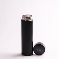 Термос с индикацией температуры 500 мл из металлический с широким горлом Черный