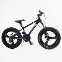 Детский спортивный велосипед 20" дюймов Corso Evolution EV-912 алюминиевая рама Shimano 21 скорость. Black and Blue (171455)