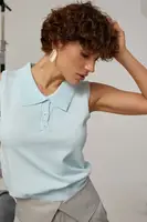 Вязаная однотонная майка-поло – голубой цвет, ONE SIZE (есть размеры)
