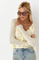 Ажурний кардиган у комплекті з майкою - лимонний цвет, ONE SIZE (є розміри)