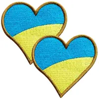 Шеврон 2 шт на липучке Флаг Украины Сердце, вышитый патч 6х6,5 см нашивка вышитый патч