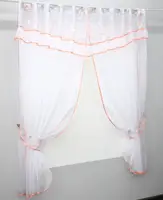 Кухонний комплект, (280х170см.) шторки з ламбрекеном і підхватами. Колір персиковий з білим. Код 084к 59-628