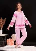 Пижама женская розовая кофта и штаны код П552