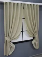 Комплект (2шт. 1,3х1,7м.) коротких штор з льону, колекції  "Льон Мішковина". Колір бежевий. Код 114ш 35-0107