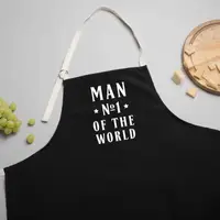 Фартук "Man №1 of the world", Черный, английский