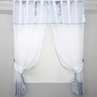 Кухонный комплект, (280х170см.) шторки с ламбрекеном и подхватами. Цвет голубой с белым. Код 085к 59-578