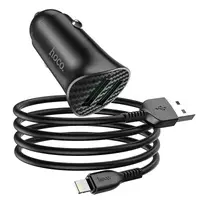Адаптер автомобильный HOCO lightning cable Farsighted dual port QC3.0 car charger set Z39 |2USB, QC3.0, 3A/18W|