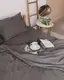 Постельное белье семейное Dushka Home Вареный хлопок 20471 160х215х2 см темно-серое