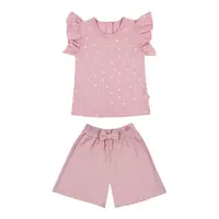 Дитячий костюм для дівчинки (футболка + шорти) GABBI KS-26-19 Пудровий на зріст 86 (14890)