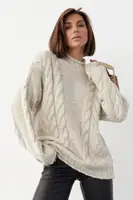 В'язаний светр з косами oversize - бежевий цвет, S