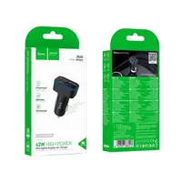 Адаптер автомобильный HOCO Barry digital display car charger Z63A |2USB/1Type-C, 42W/3A, PD/QC|