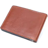 Зручний шкіряний затискач для грошей GRANDE PELLE 11636 Коричневий