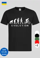 Футболка чоловіча класична з написом Evolution Bicycle біла,оригінальні літні футболки з принтом