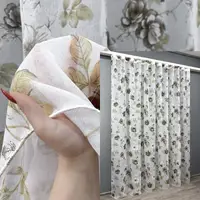 Готовая тюль (3х2,7м.) батист, коллекция "Flora". Цвет белый с коричневым. Код 1267т 40-123