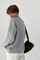 В'язаний світер із пухнастої пряжі - сірий колір, ONE SIZE