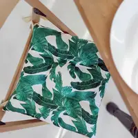 Подушка на стул с завязками, садовый текстиль Листья 40x40x4 см