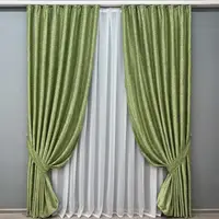 Комплект штор (2шт. 2х2,75м.) з тканини софт Вензель. Колір оливковий з зеленим. Код 2047ш(Б) 32-409