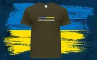 Футболка чоловіча патріотична з принтом FIGHT LIKE UKRAINIAS червона,футболболка з патріотичним написом