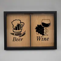 Подвійна рамка копілка "Beer, Wine" для корків, Чорний-коричневий, англійська