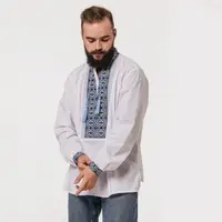 Вышиванка Moderika Сладкие сны белая с синим орнаментом