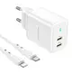 Адаптер сетевой BOROFONE Type-C to Lightning cable Reacher dual port charger set BN9 |2Type-C, 35W/3A, PD/QC|