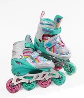 Роликові ковзани 097-S Best Roller колеса PU що світяться. Turquoise (розмір 29-33) (170005)