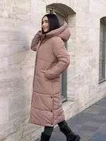 Пальто женское зимнее длинное бежевое П980