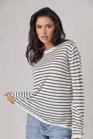 Смугастий джемпер з віскозної пряжі - білий з чорним цвет, ONE SIZE