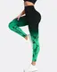 Леггинсы женские спортивные с пуш-ап Tie Dye gradient 18765 L черные с зеленым