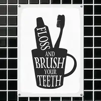 Табличка металлическая Floss and brush your teeth 26х18,5 см (MET_20J003_WH)