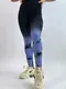Леггинсы женские спортивные с пуш-ап Tie Dye gradient 18755 L черные с фиолетовым