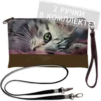 Клатч через плечо Серый котик 25x15 см (KL_GL_L024_TBR)