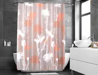 Тканевая штора для ванной комнаты FIORI ROSSO с кольцами. Размер 180*180