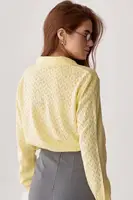 Кофта-поло з ажурної в'язки - лимонний колір, ONE SIZE